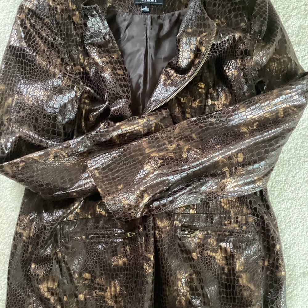 ELEMENTZ Dark Chocolate Brown Metallic Full Zipper Jacket - Picture 8 of 8